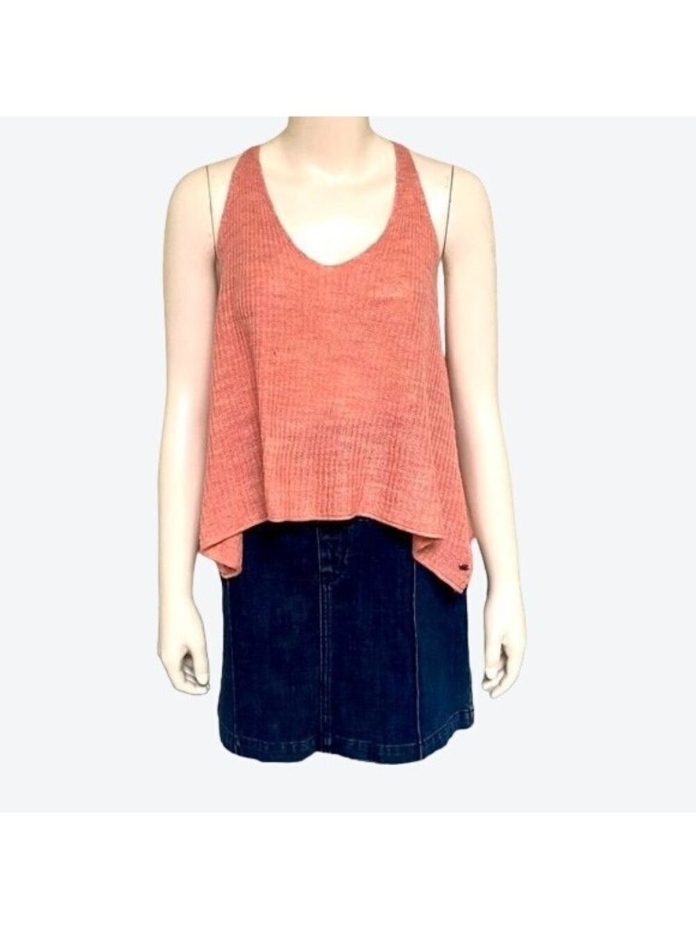American Eagle Outfitters Knitted Crop Top Pink Scooped Neck Loose Fit Hi Lo Si